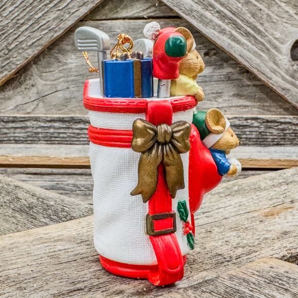 1998 VTG Mice in a Golf Bag-Kirkland Signature Collectible Christmas Ornament - Picture 6 of 10